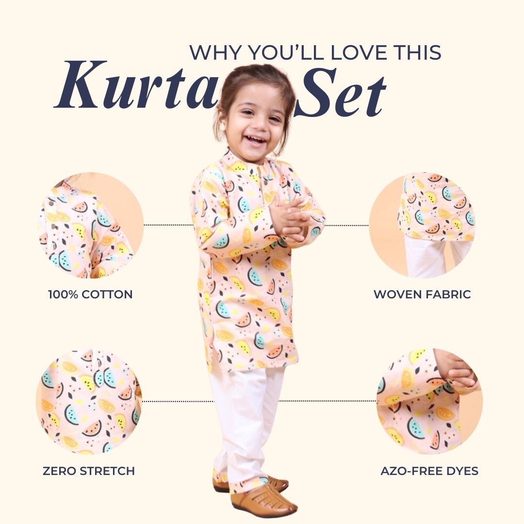 Vibrant Lemons Cotton Kurta Set