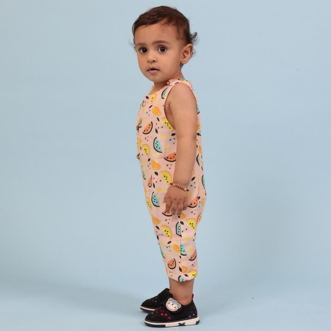 Vibrant Lemons Double Layer Muslin Romper