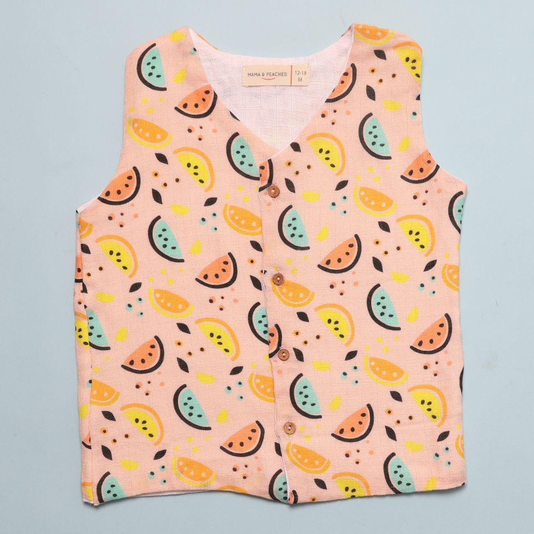 Muslin Vest 2pc Combo - Yellow Lemons &amp; Vibrant Lemons