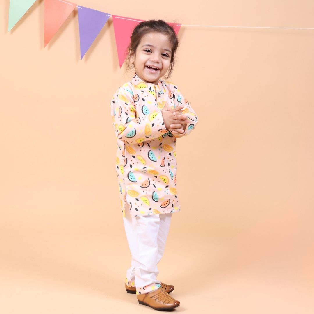 Vibrant Lemons Cotton Kurta set