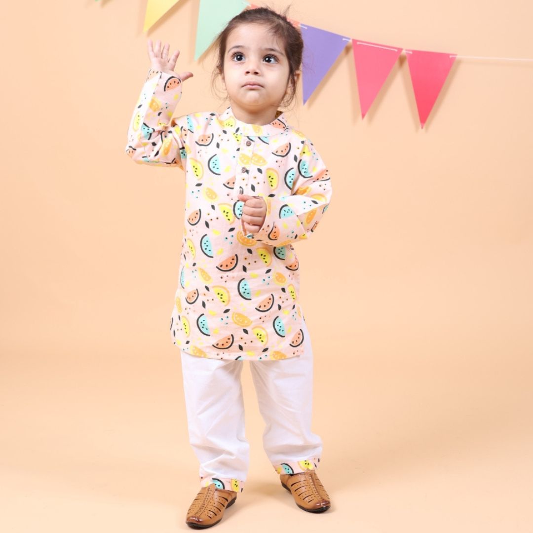 Vibrant Lemons Cotton Kurta set