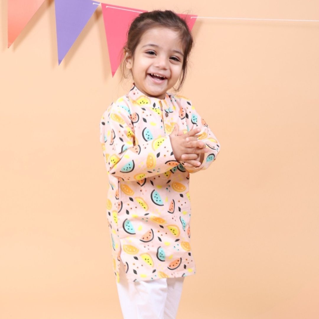 Vibrant Lemons Cotton Kurta set