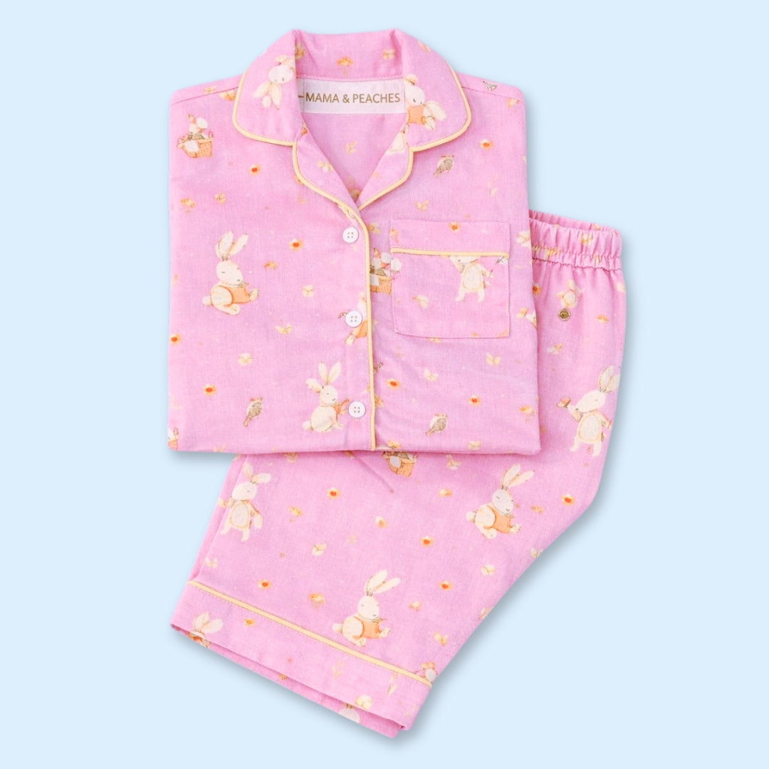 Playful Rabbits Full Sleeves Night Suit featuring a cute rabbit print on a soft fabric.