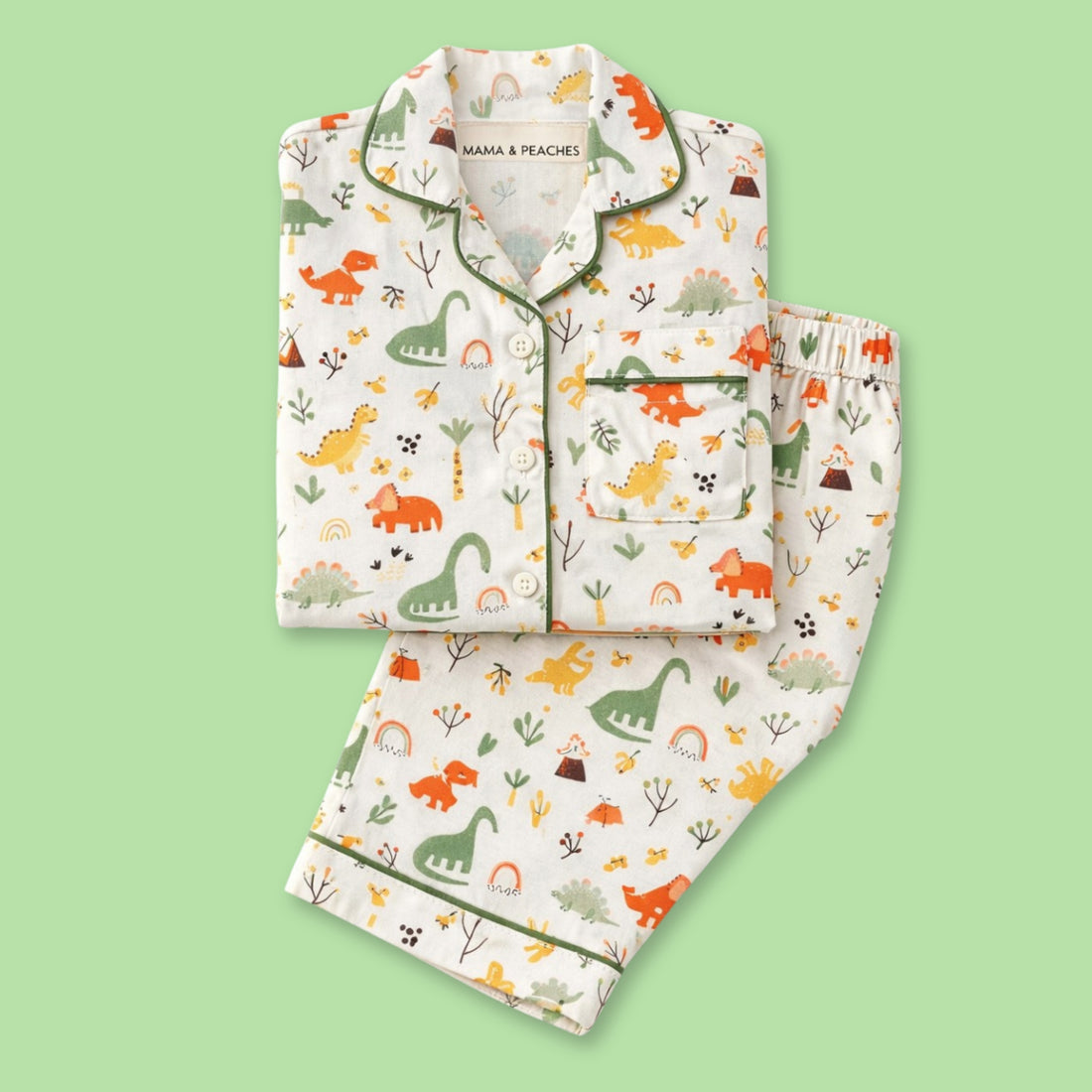 Dancing Dinosaur Full Sleeves Night Suit for kids, featuring a playful dinosaur print on a comfortable pajama set.