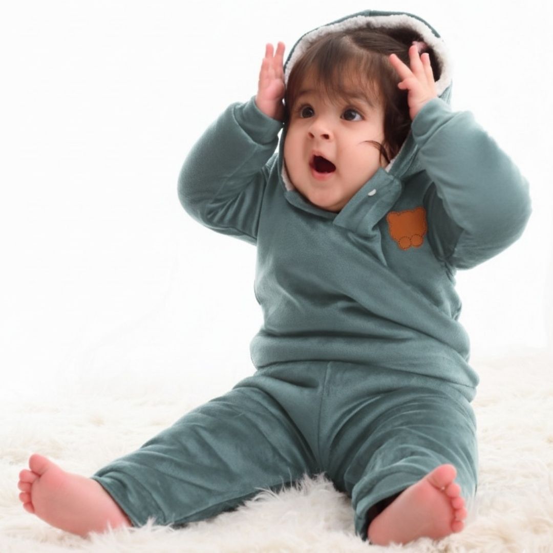 Teal Teddy Velvet Co-ord Set with Sherpa