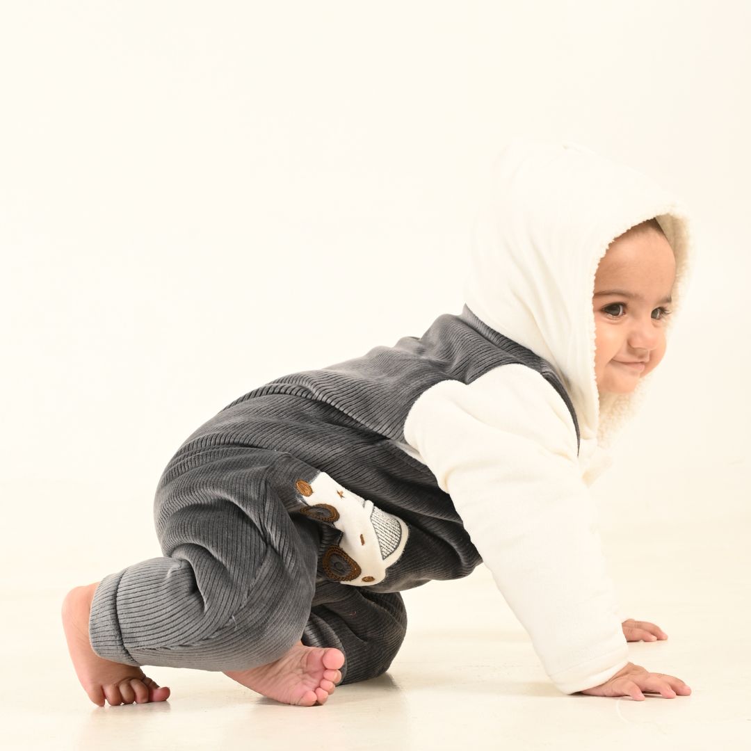 Cute Car Corduroy Velvet Romper with Sherpa