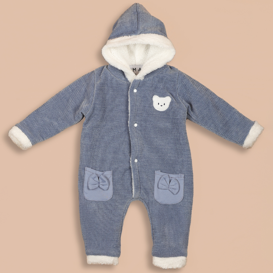 Teddy Bows Jacquard Sherpa Romper
