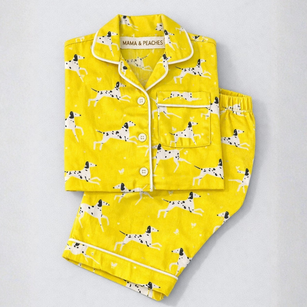 Yellow Dalmatians Full Sleeves Night Suit