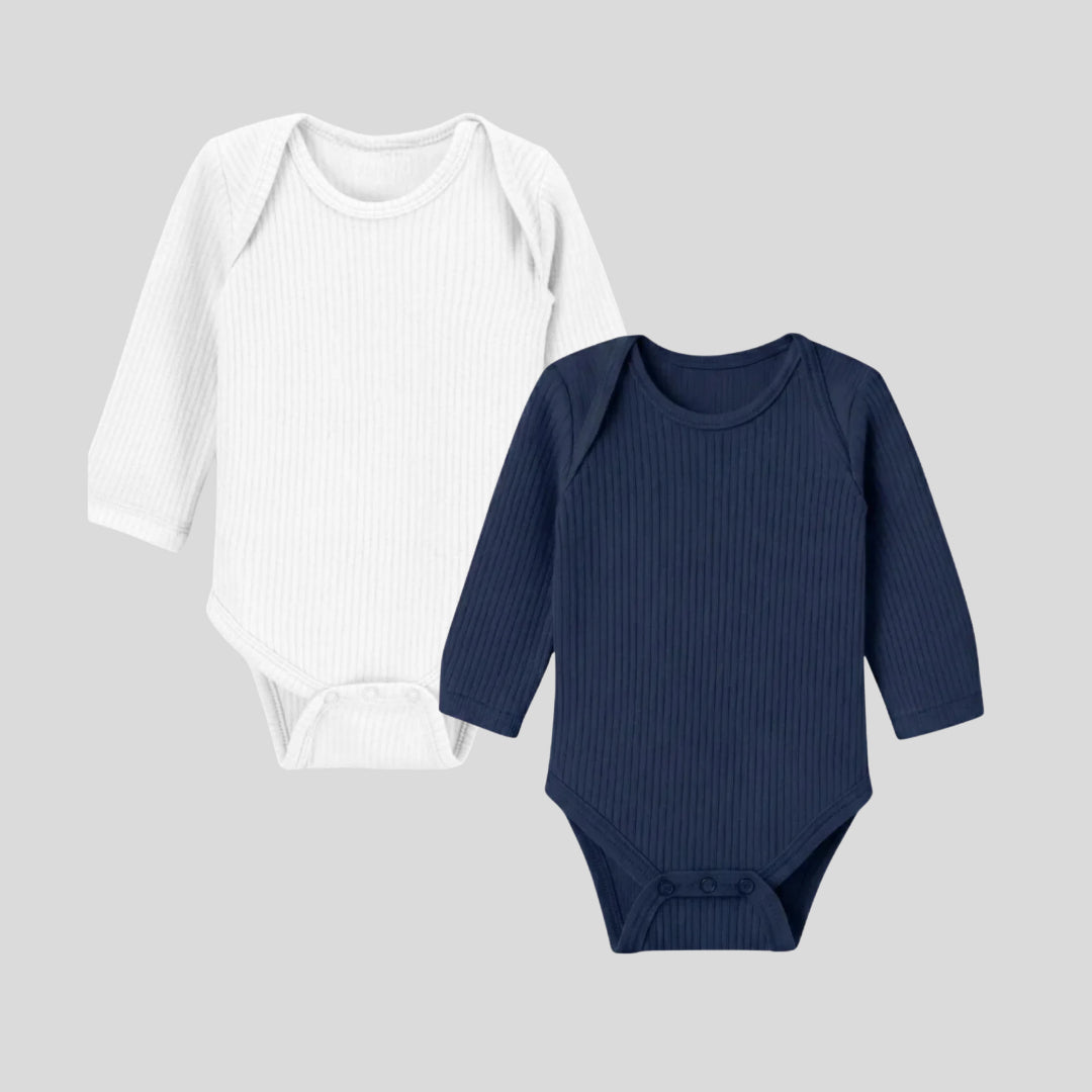 Pack Of 2 Thermal Rompers (White + Navy)