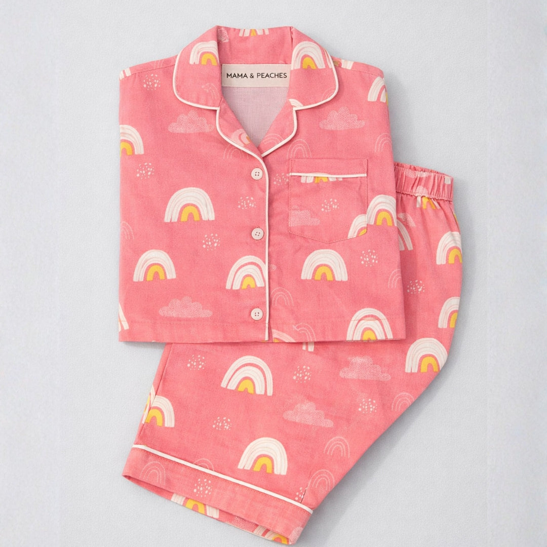 Pink Rainbows Full Sleeves Night Suit