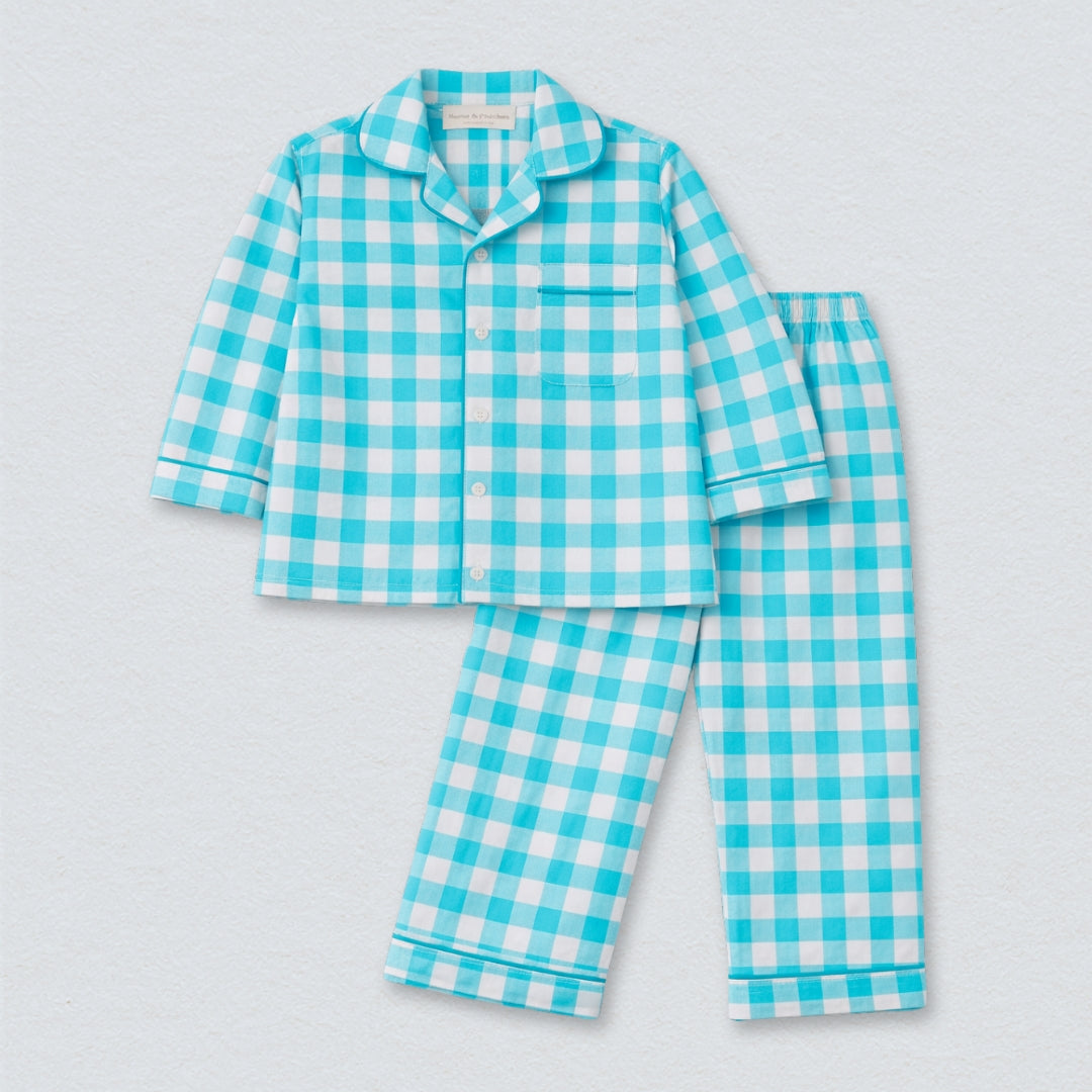 Blue Gingham Full Sleeves Night Suit