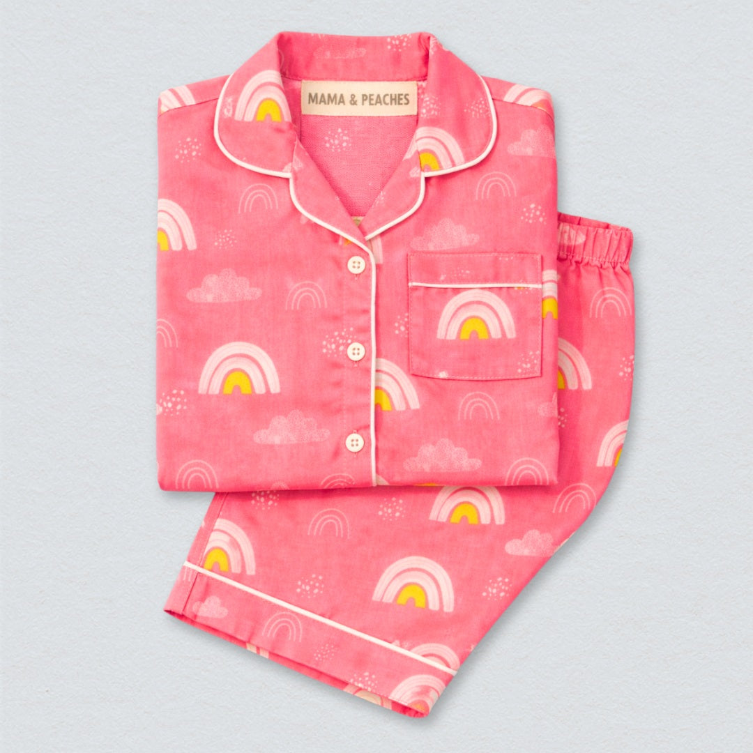 Pink Rainbows Full Sleeves Night Suit