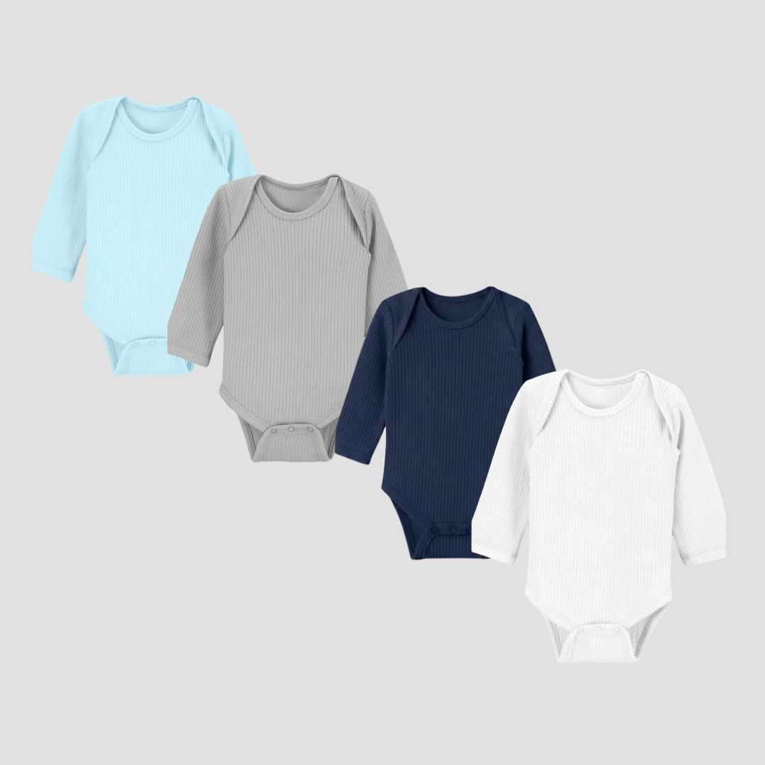 Pack Of 4 Thermal Rompers (White + Grey+ Sky + Navy)