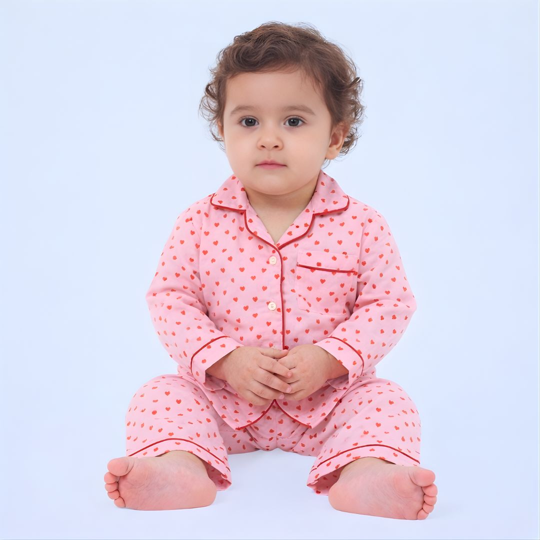 Hearts Full Sleeves Night Suit