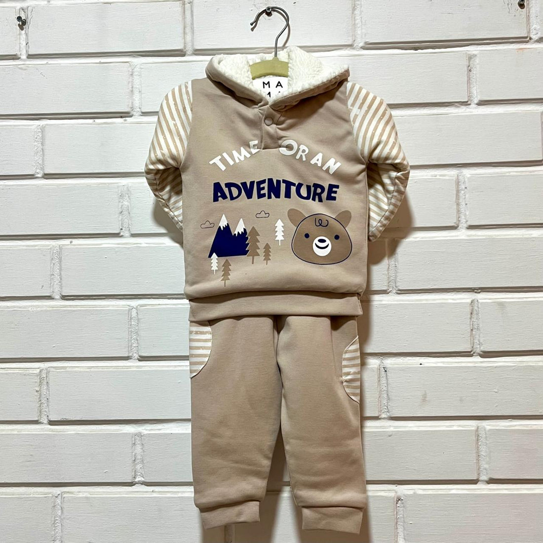 Adventure Fleece Winter Co-ord Set with Sherpa - Beige