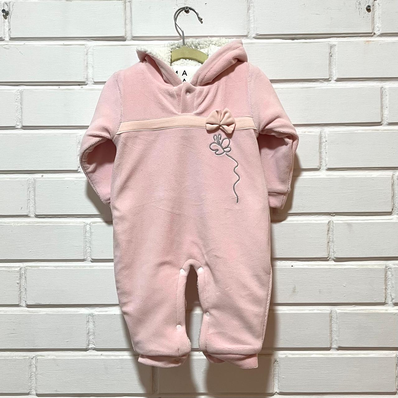 Embroidered Polar Mickey Winter Romper With Butterfly - Pink