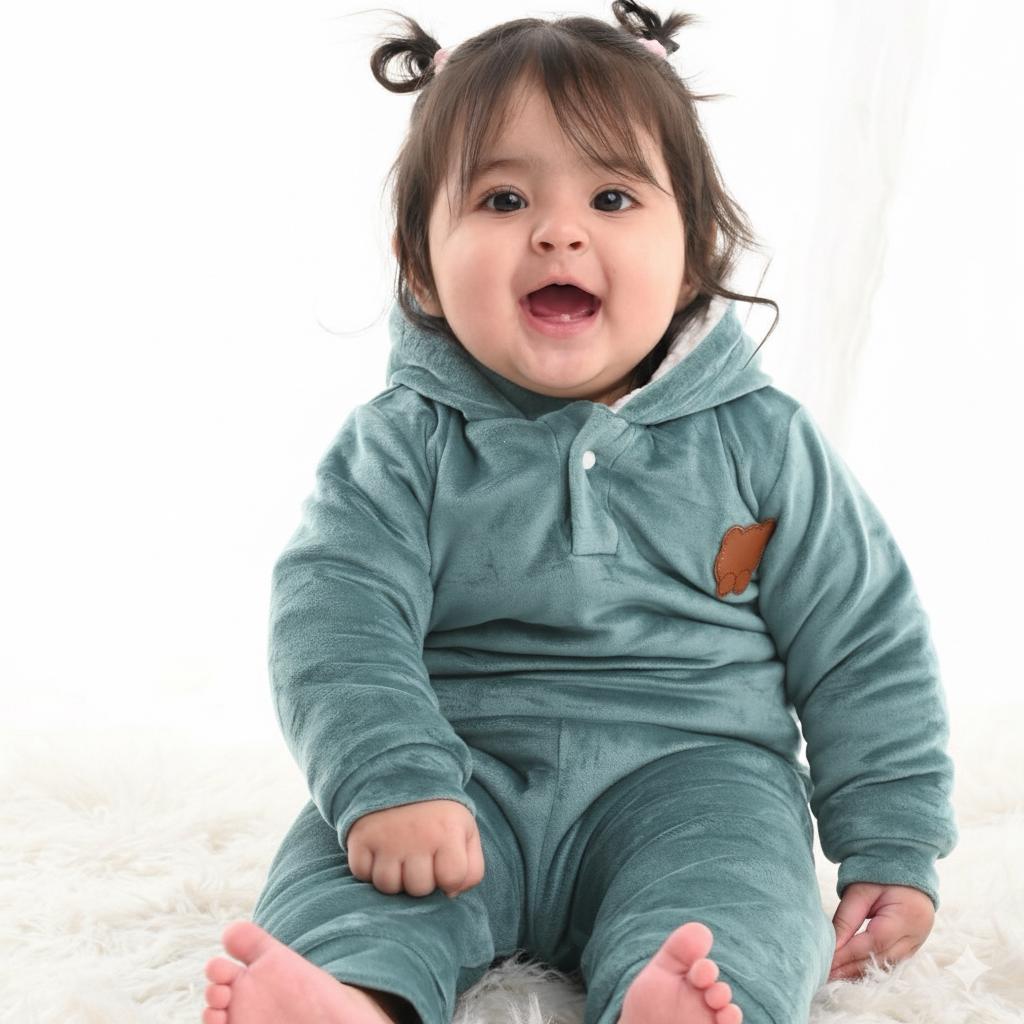 Teal Teddy Velvet Co-ord Set with Sherpa