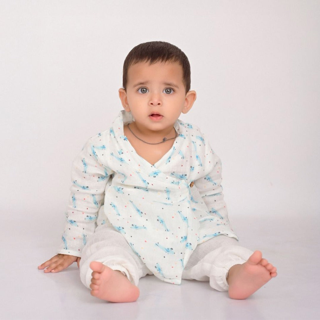 Paper Planes Muslin Angrakha Set