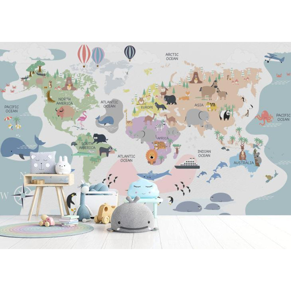 World Map Pastel Shades