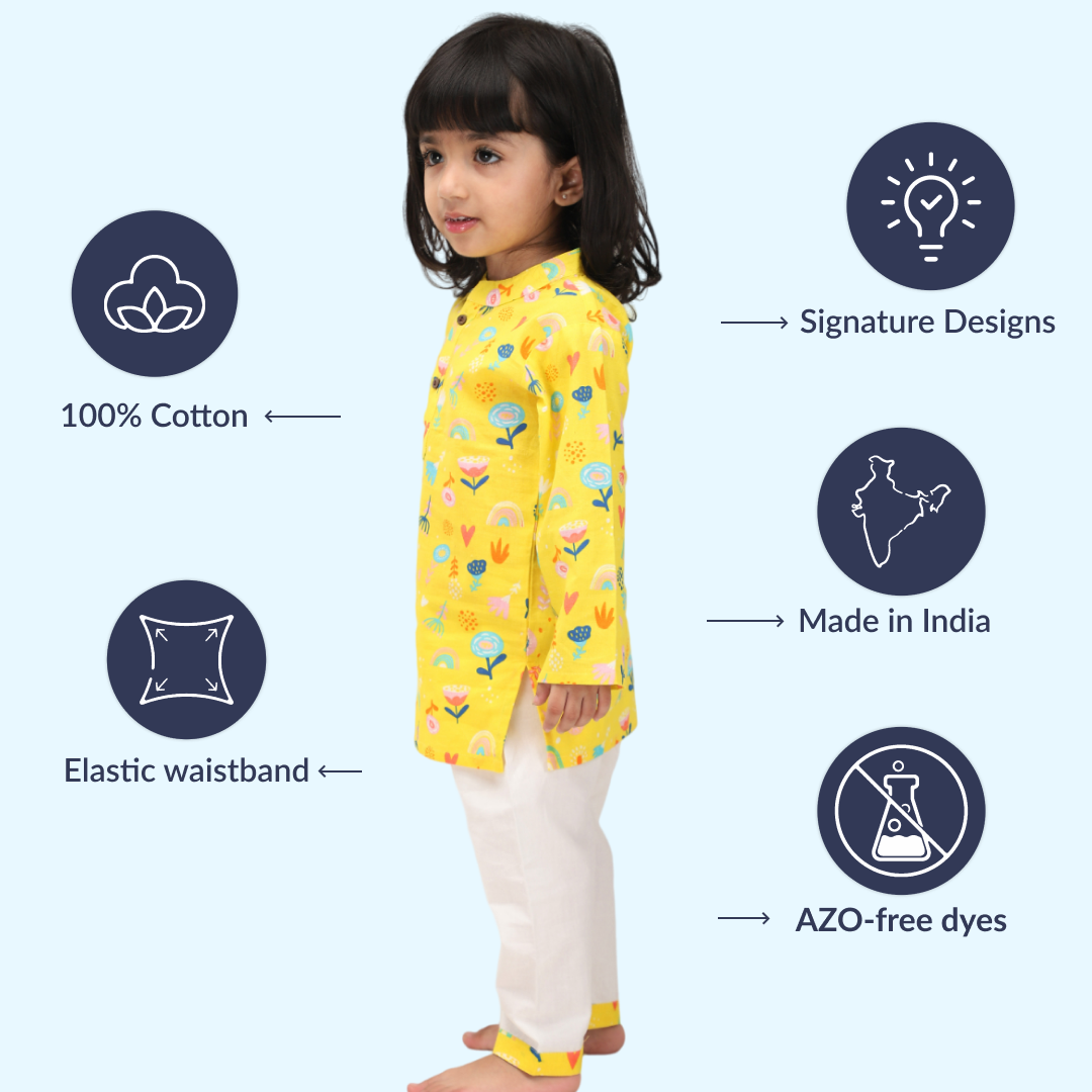 Yellow Floral Kurta set