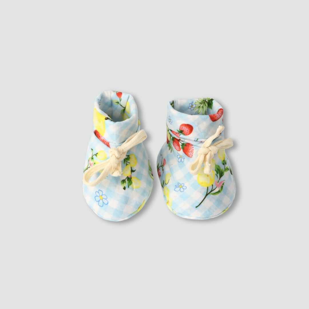 Citrus Gingham Booties - Blue