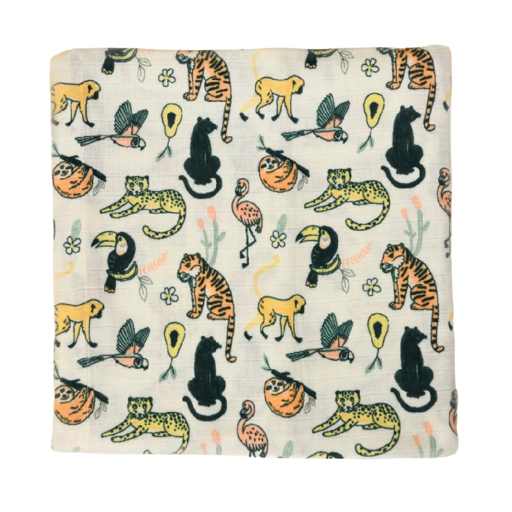 Rainforest Animals Muslin Swaddle