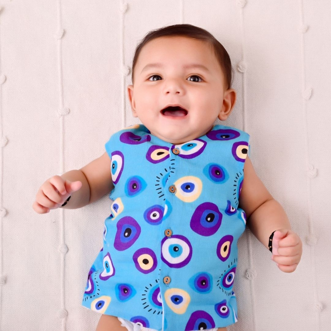 Blue Evil Eye Muslin Vest