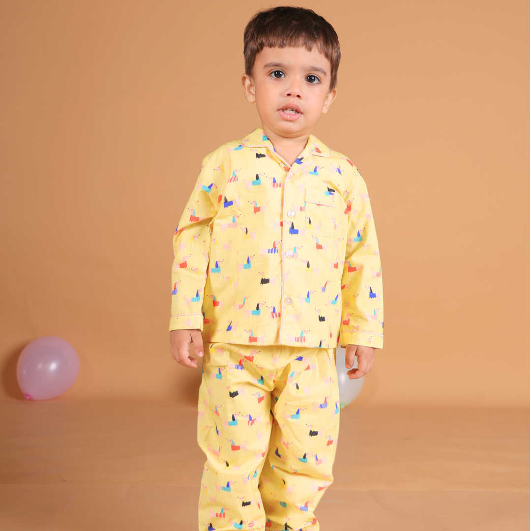 Colourful Puppies Full Sleeve Night Suit