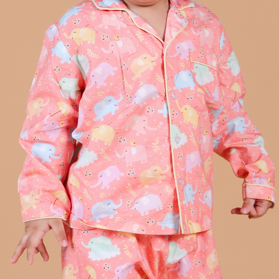 Dancing Elephants Full Sleeve Night Suit