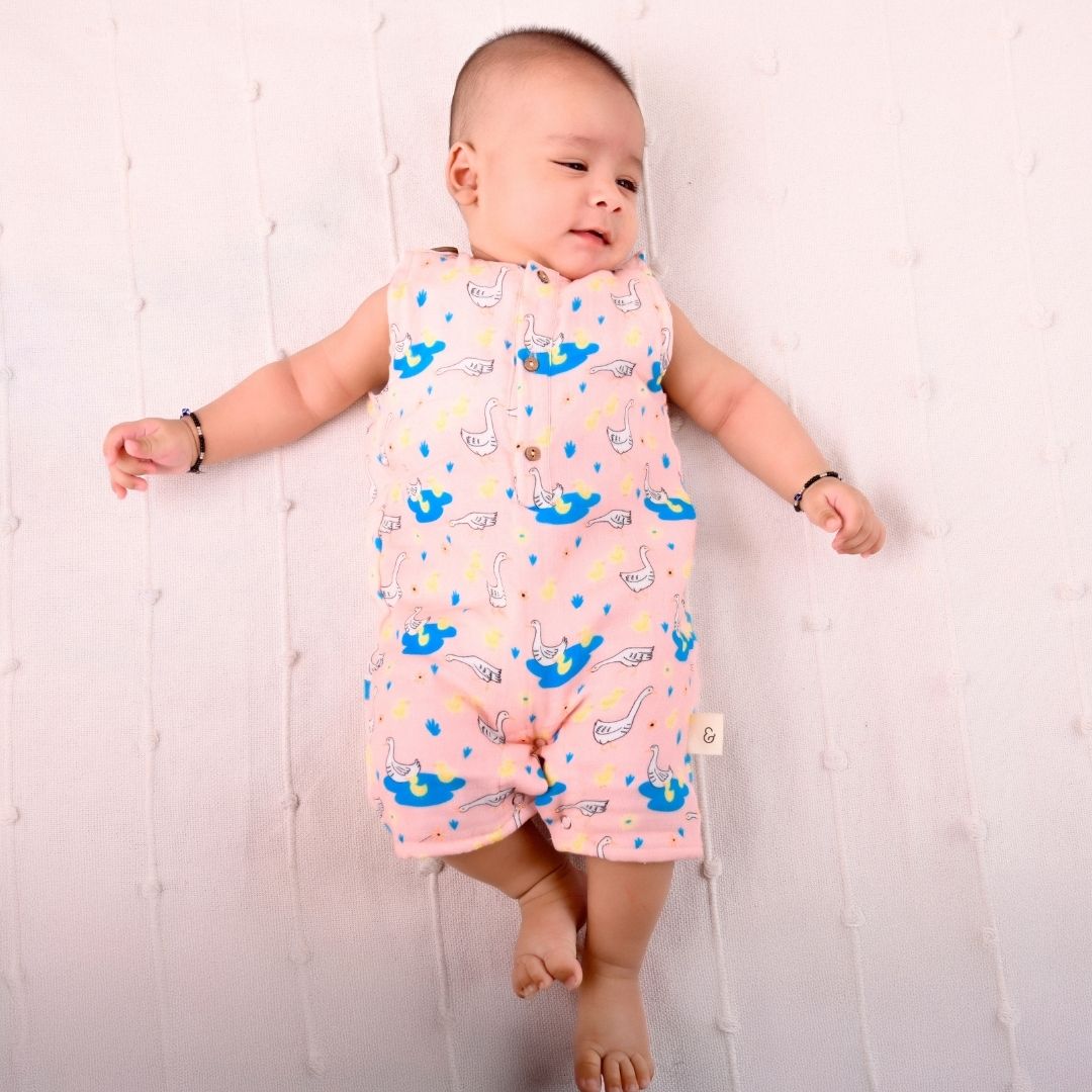 Ducks Muslin Double Layer Romper