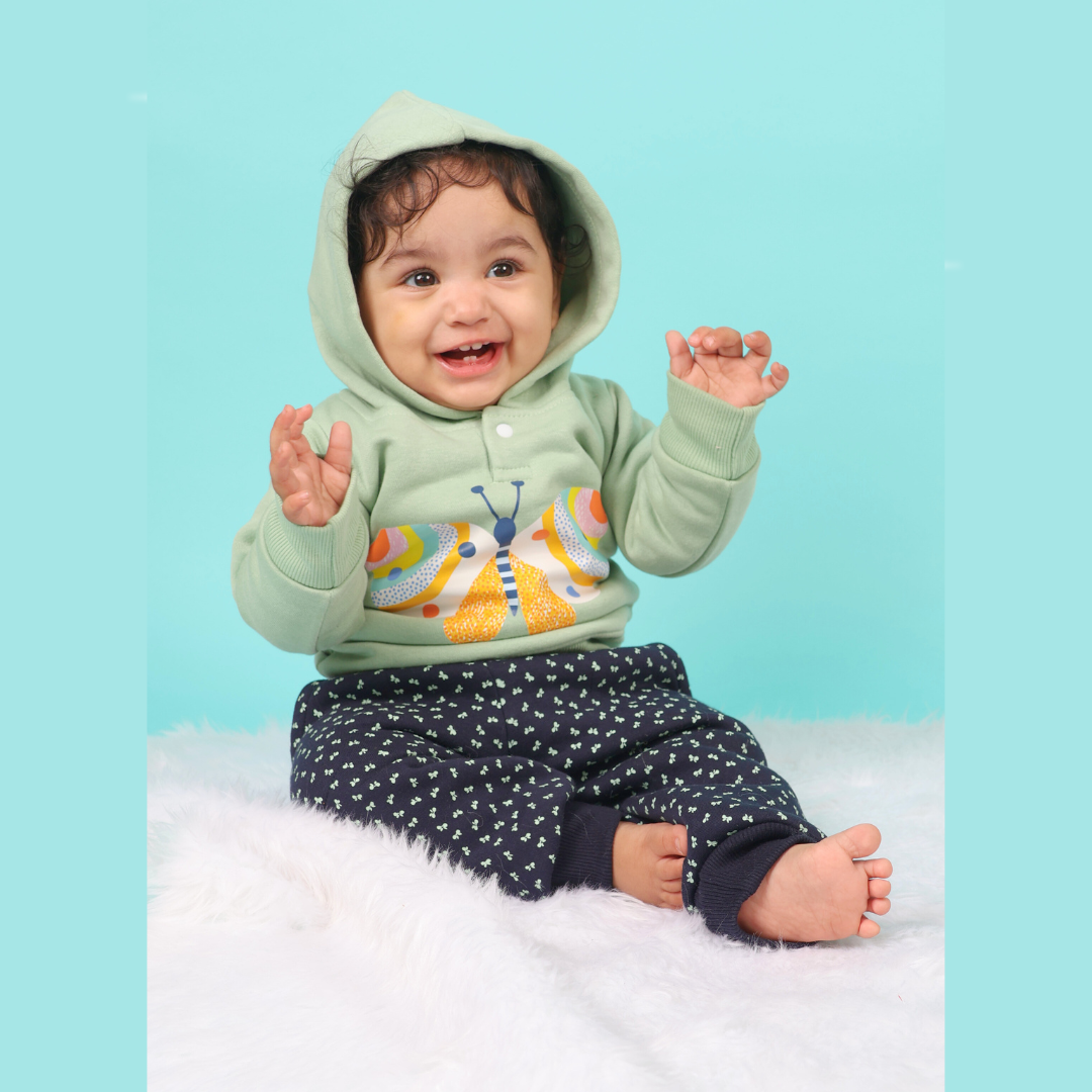 Green Butterfly Hoodie 2-piece Sweatshirt Bundle (3-6m)