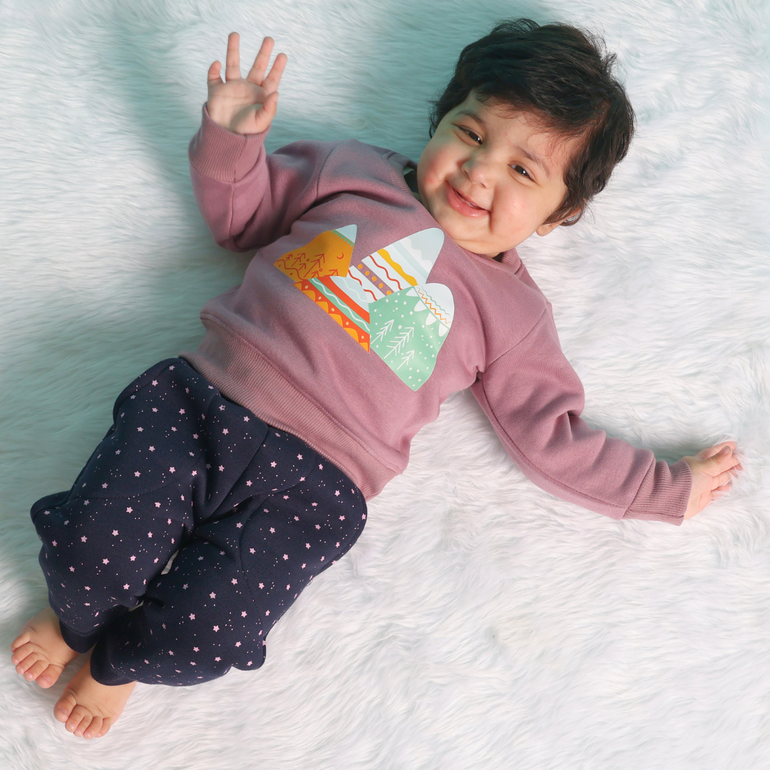 Mauve Snow Mountain 2-piece Sweatshirt Bundle (3-6m)