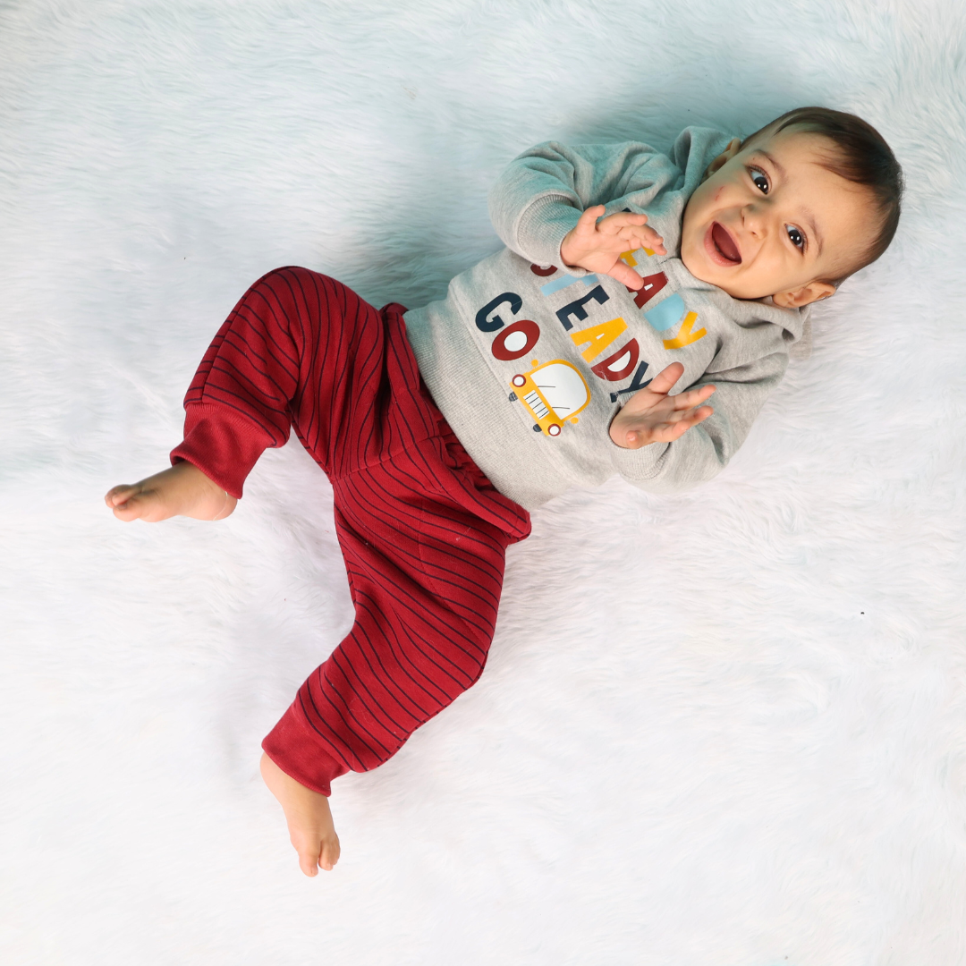 Grey Ready Steady Go Hoodie Sweatshirt + Joggers Set (3-6m)