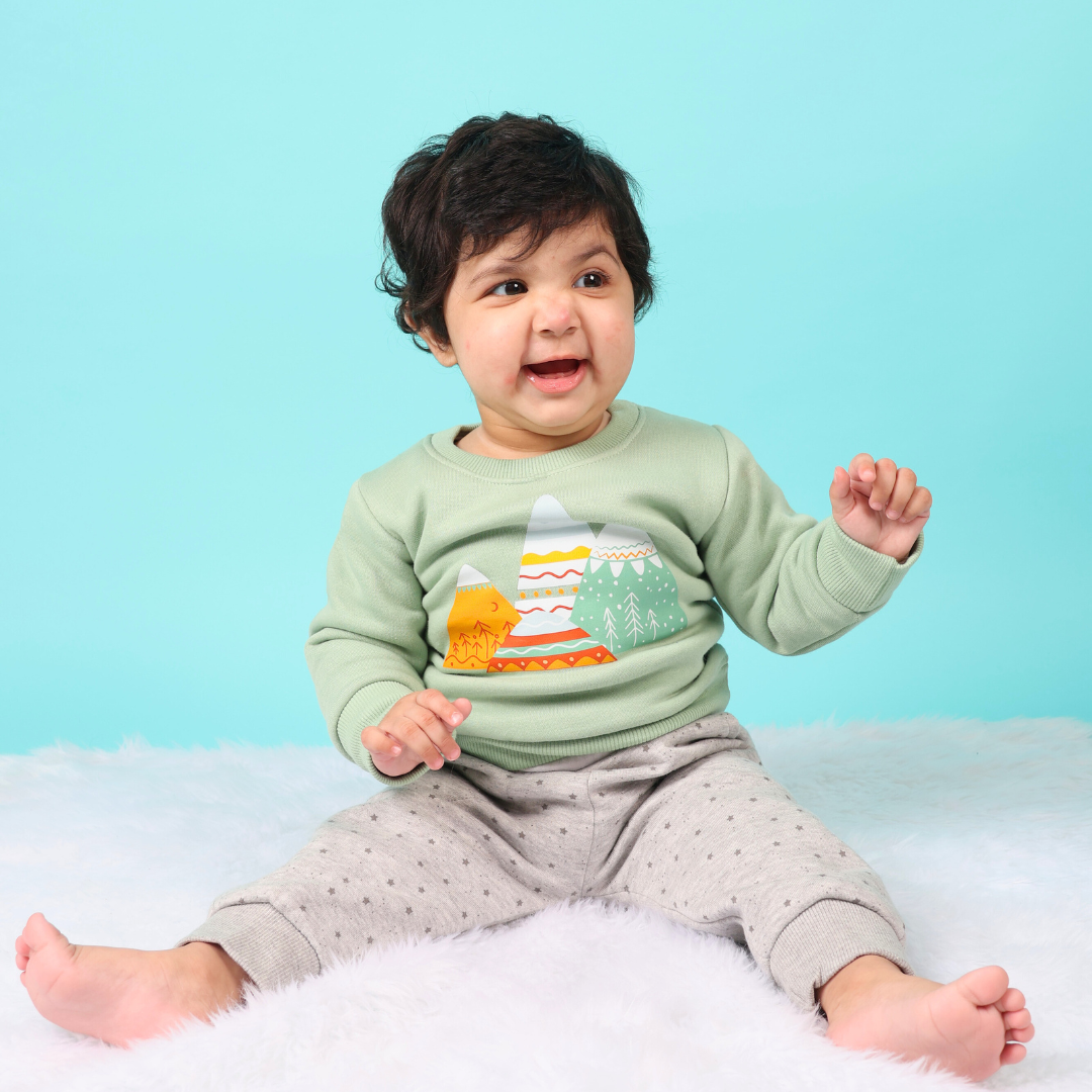 Green Snow Mountains 2-piece Sweatshirt Bundle (3-6m)