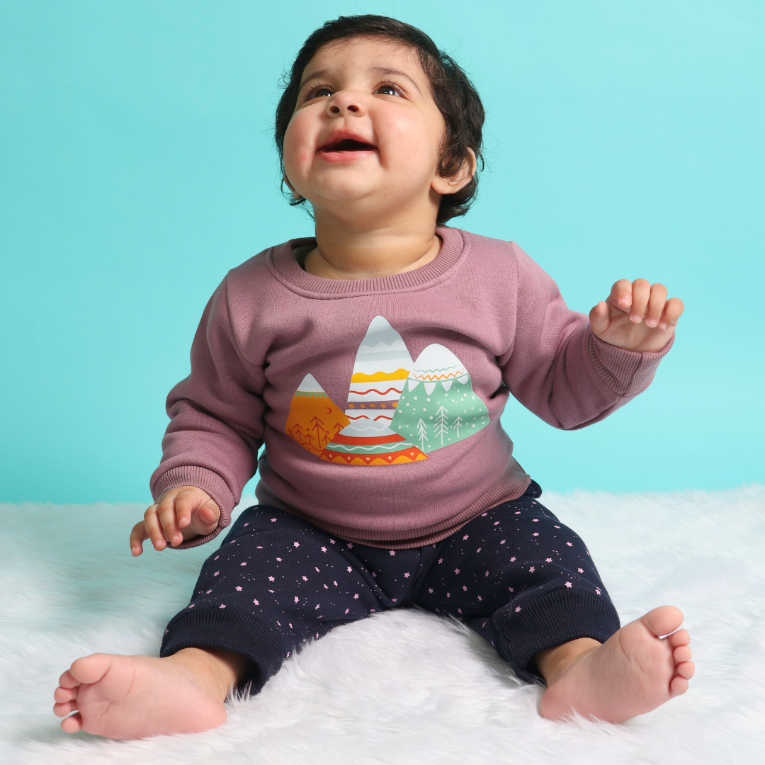 Mauve Snow Mountain 2-piece Sweatshirt Bundle (3-6m)