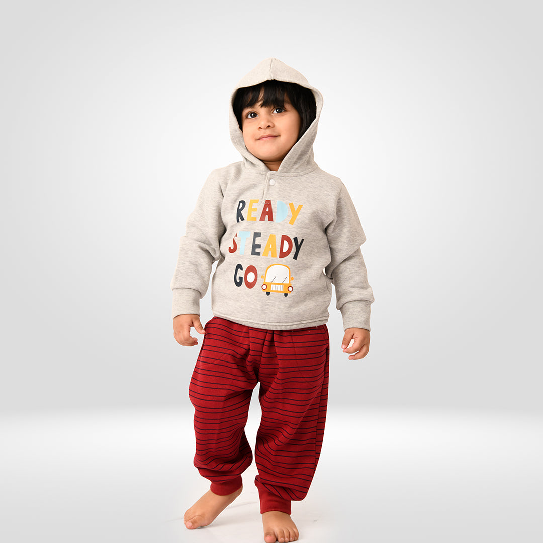 Grey Ready Steady Go Hoodie Sweatshirt + Joggers Set (3-6m)