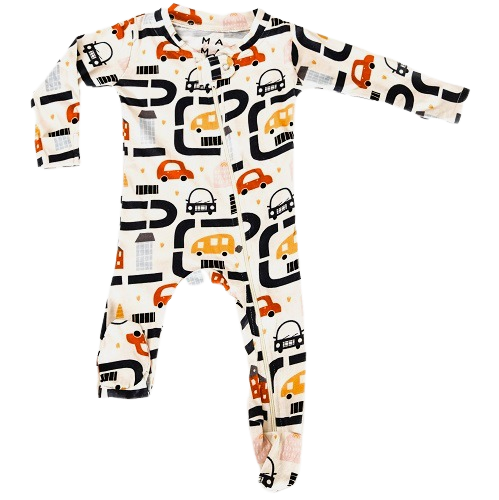 Road Map Organic Zipped Footed Sleepsuit