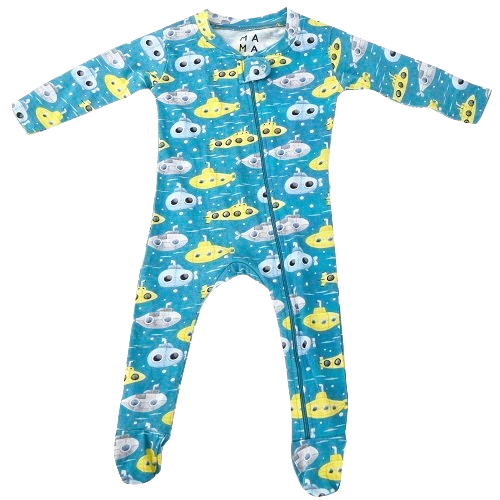Up Periscope Organic Zipped Footed Sleepsuit