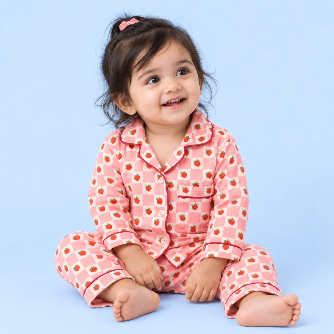 Strawberries Full Sleeves Night Suit