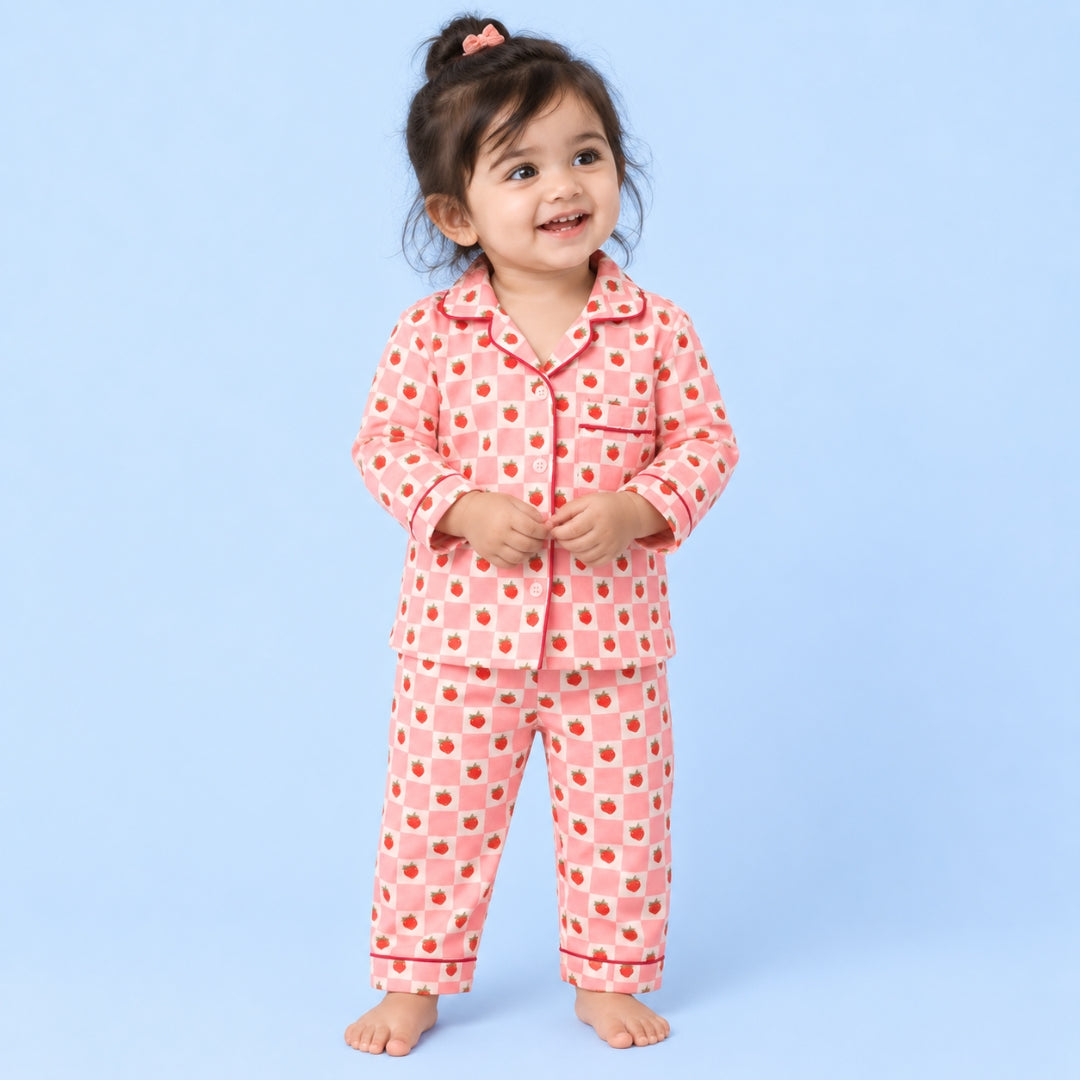 Strawberries Full Sleeves Night Suit
