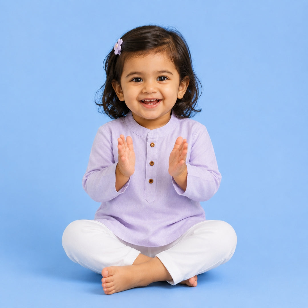 Purple Solid Kurta Set