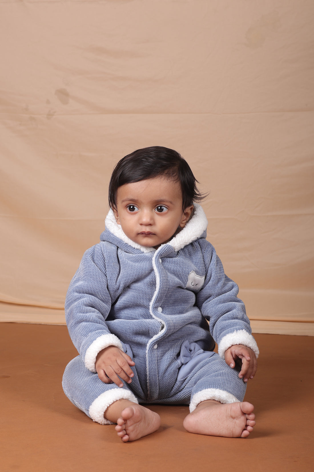 Teddy Bows Jacquard Sherpa Romper