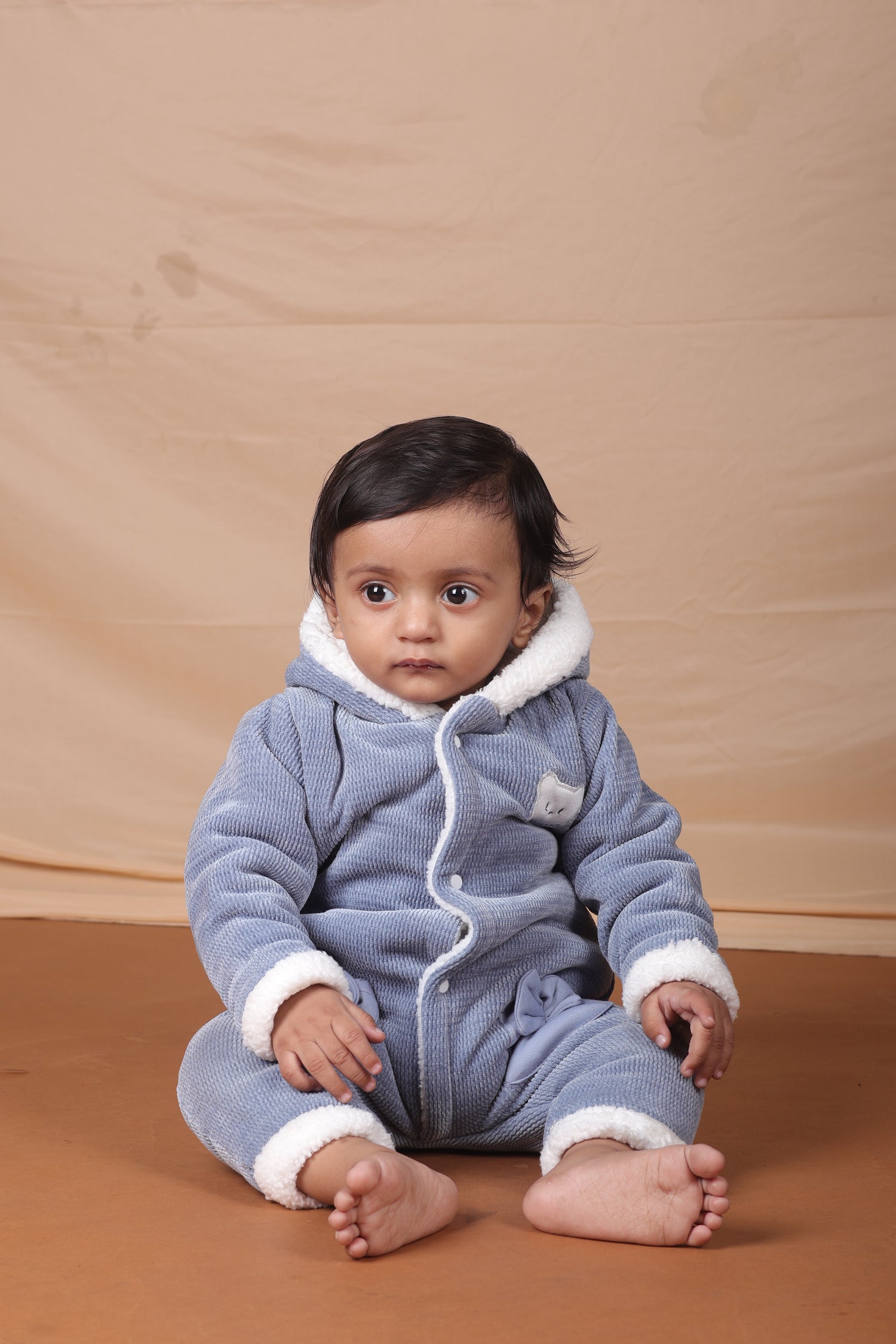 Teddy Bows Jacquard Sherpa Romper
