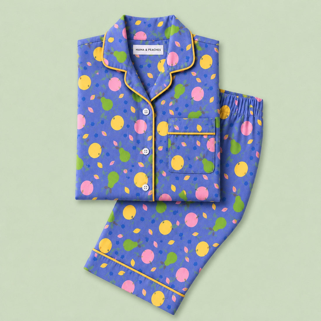 Purple Tropical Fruits Full Sleeves Night Suit