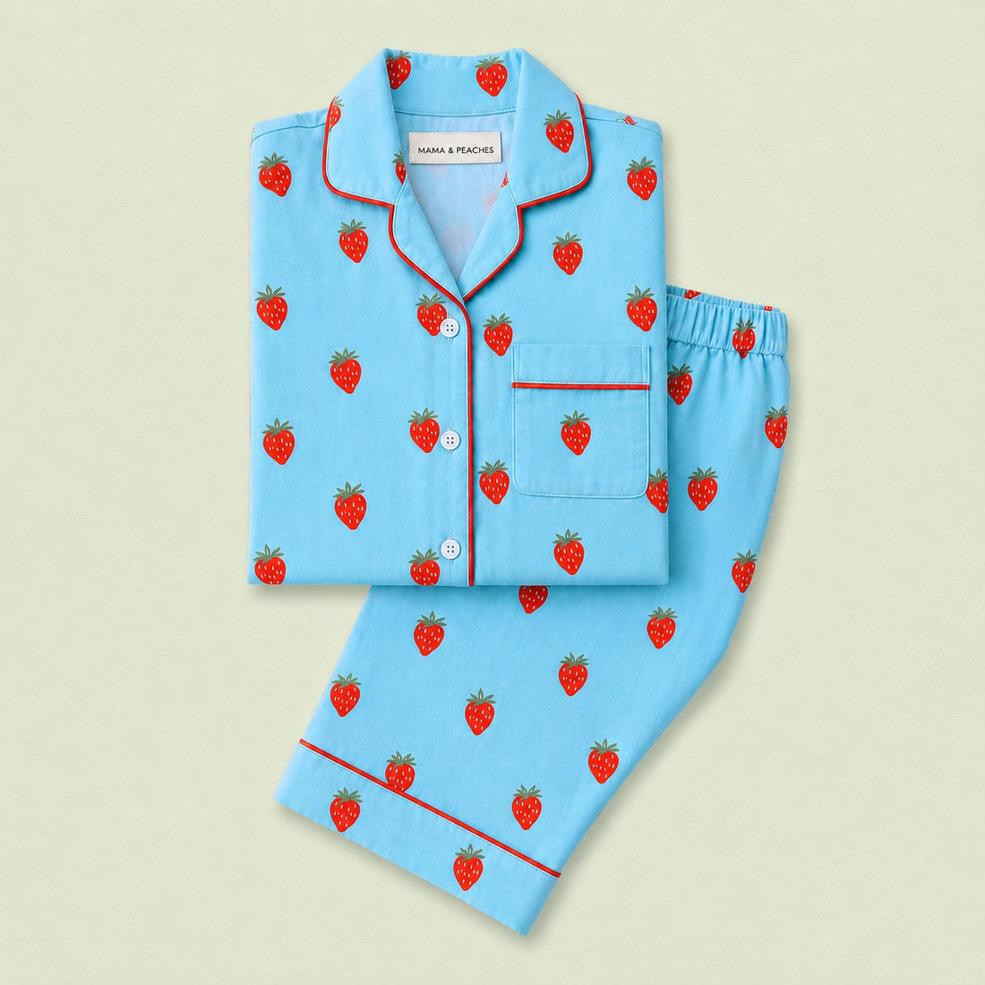 Summer Strawberries Full Sleeves Night Suit