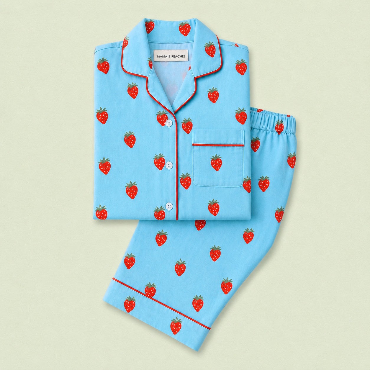 Summer Strawberries Full Sleeves Night Suit