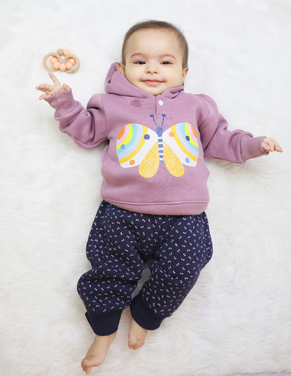 Mauve Butterfly Hoodie Sweatshirt + Joggers Set  (3-6m)