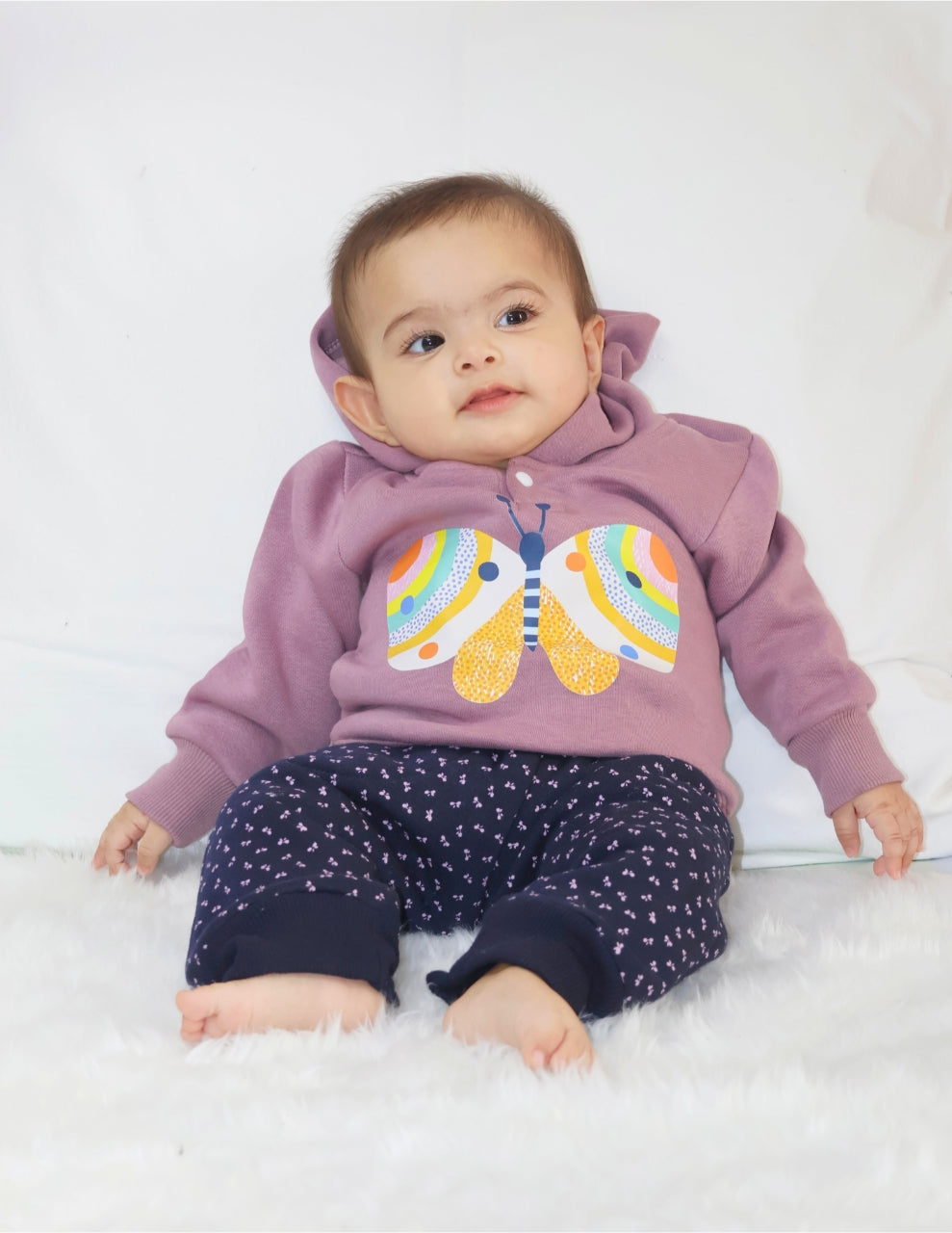 Mauve Butterfly Hoodie Sweatshirt + Joggers Set  (3-6m)