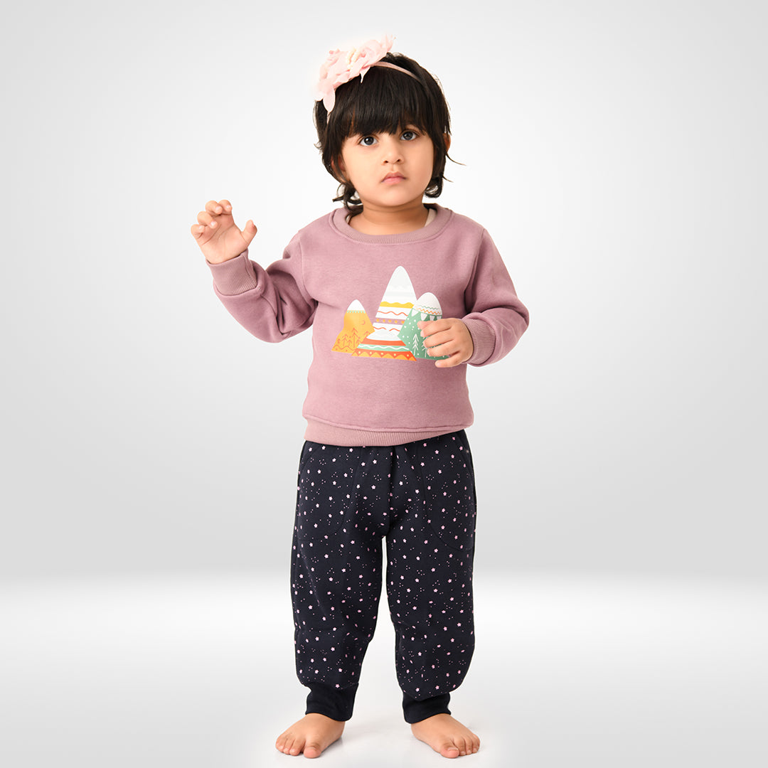 Mauve Snow Mountain Sweatshirt + Joggers Set (3-6m)