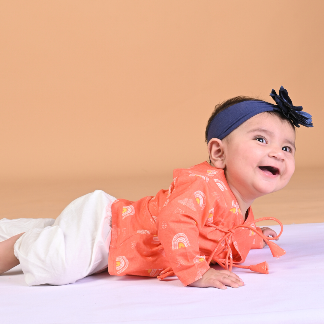 Orange Rainbow Cotton Angrakha Set